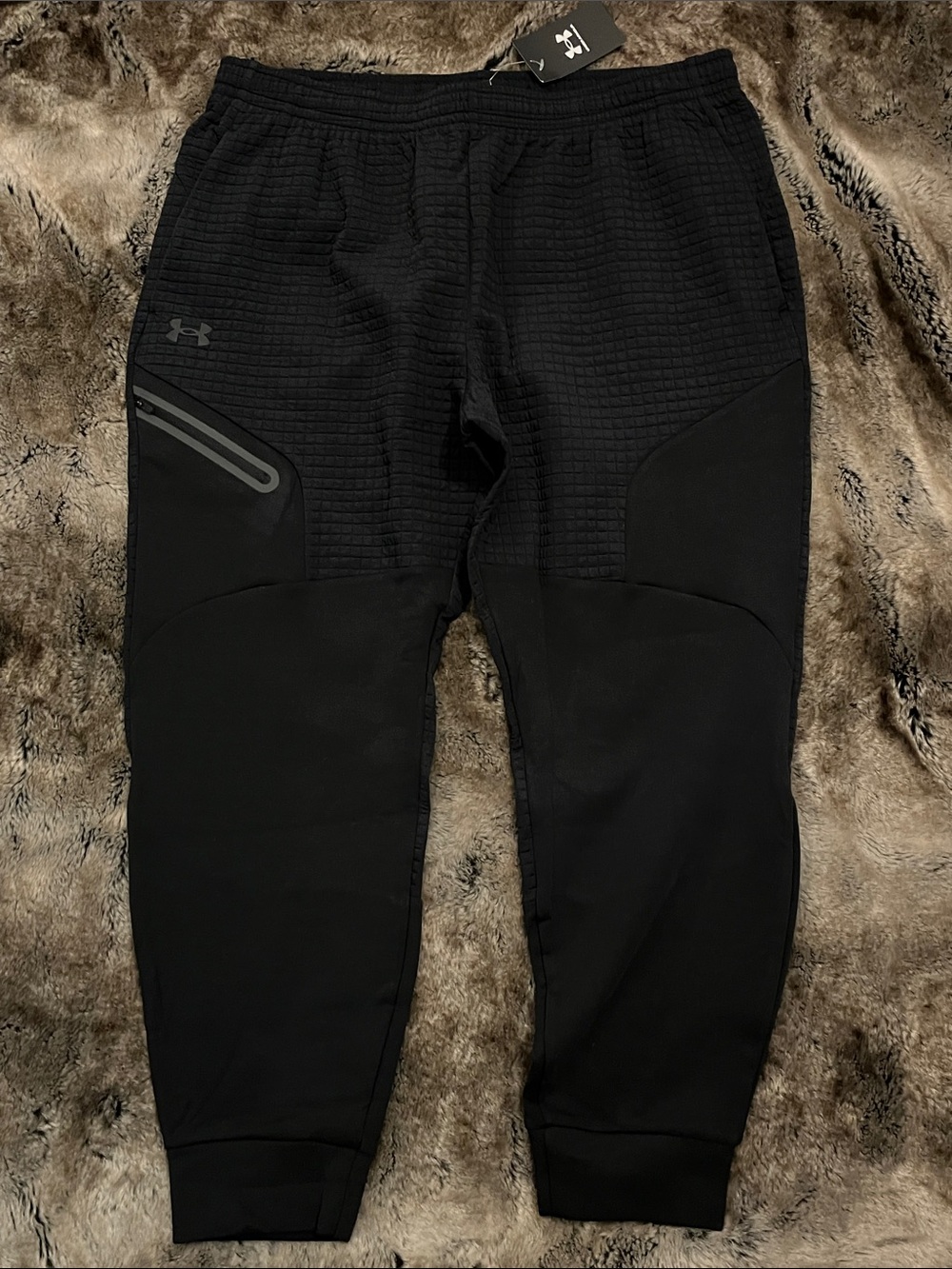 Under Armour Unstoppable Joggers Men's XL Fleece Grid Black pants $110